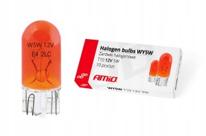 Żarówki halogenowe WY5W T10 5W W2.1x9.5d 12V Amio pomarańczowe 10 szt.
