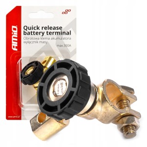 Obrotowa klema akumulatora,wyłącznik masy max. 300A