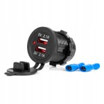 Wodoodporna ładowarka z gniazdami do zabudowy podświetlana 2x USB 12V 24V