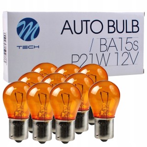 Żarówki halogenowe M-TECH S25 PY21W BA15S 12V symetryczne pomarańczowe 10 szt.