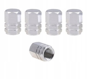 Aluminiowe nakrętki na wentyle, srebrne 4 szt.