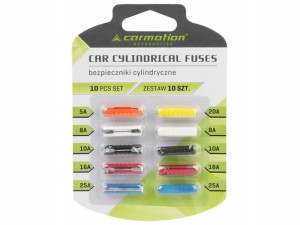 Zestaw bezpieczników cylindrycznych z tworzywa sztucznego 10 szt.