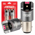 Żarówki, retrofity LED Amio PR21/5W BAY15D 4x3030 SMD CANBUS 12V 24V czerwone 2 szt.