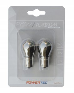 Żarówki halogenowe M-Tech Powertec PY21W S25 12V 21W BAU15s Chrome Pomarańczowe Asymetryczne 2 szt.