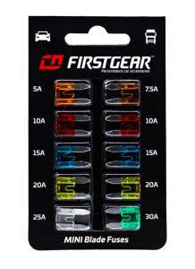 Bezpieczniki samochodowe płytkowe mini zestaw 10 szt. 5A-30A 12V 24V