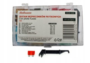 Bezpieczniki samochodowe płytkowe Standard - zestaw 80 szt. + chwytak