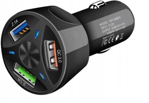 Szybka ładowarka samochodowa 3 x USB 3.0 QC LED 3A