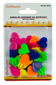Koraliki na szprychy do roweru, serduszka 30 szt.