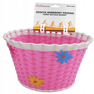 Koszyk rowerowy, na rower dziecięcy, przedni różowy