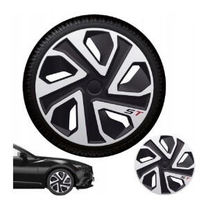 Kołpaki samochodowe 16'' czarno srebrne ST 4 sztuki do felg stalowych RENAULT PEUGEOT VW OPEL FORD FIAT CITROEN