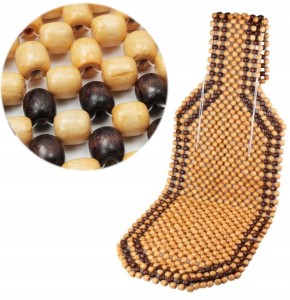 Mata koralikowa na fotel, zwykła beżowa, drewniana