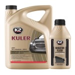 Zestaw Płyn do chłodnic czerwony K2 Kuler 5L i Płukacz chłodnicy K2 Radiator Flush 400ml