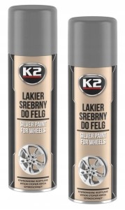 Lakier do malowania felg samochodowych K2 500ml srebrne 2 szt.