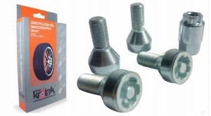 Śruby zabezpieczające do kół M12X1,50X30 stożek klucz 17 KRÓLAK