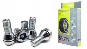 Śruby zabezpieczające do kół M12x1,50x30 stożek klucz 19 z obrotową tuleją KRÓLAK