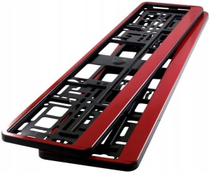 Ramki na tablice rejestracyjne, czarne z czerwoną obwódką 2 szt. do tablic rejestracyjnych