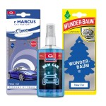 Zestaw zapachów do samochodu Dr.Marcus i Wunder Baum New Car,  zawieszki, choinka,  pump spray