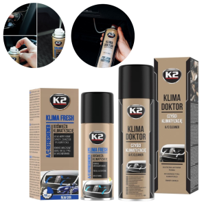 Zestaw do odgrzybiania i odświeżania klimatyzacji K2 - KLIMA DOKTOR i KLIMA FRESH NEW CAR