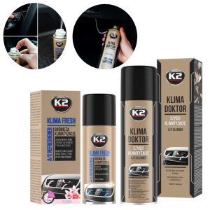 Zestaw do odgrzybiania i odświeżania klimatyzacji K2 - KLIMA DOKTOR i KLIMA FRESH FLOWER