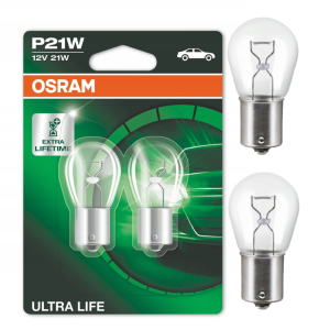 Żarówki halogenowe P21W OSRAM ULTRA LIFE 21W 12V BA15s 2 szt. LONG LIFE