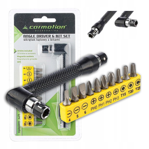 Wkrętak kątowy z 10 bitami w zestawie, krzyżakowy, płaski, torx, klucz wielofunkcyjny