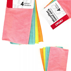 Zestaw ściereczek, ścierek z mikrofibry 30x30 cm do auta, biura, domu 4 szt.