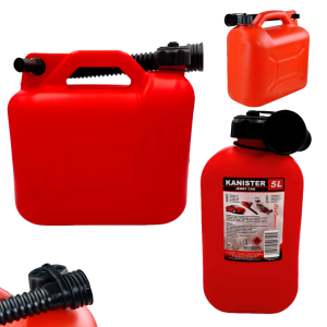 Kanister 5L + Lejek zbiornik bańka na paliwo, benzynę, ropę, olej czerwony 