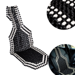 Mata koralikowa na fotel, czarno-biała, na siedzenie koraliki zwykłe