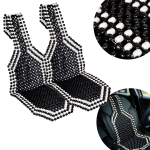 Mata koralikowa na fotel 2 szt. czarno-biała, na siedzenia koraliki zwykłe