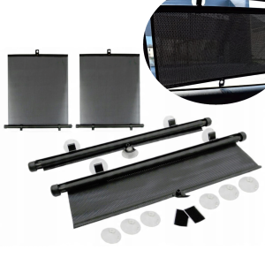 Rolety przeciwsłoneczne 2 x 50 cm Zasłonki Żaluzje samochodowe Czarne - komplet osłon przeciwsłonecznych na szyby