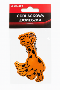 Odblaskowy brelok Żyrafa Pomarańczowa do kluczy plecaka kurtki - Zwiększa widoczność