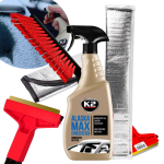 Odmrażacz do szyb K2 Alaska Max 700ml -70°C Osłona przeciwszronowa 175x90 cm Skrobaczka Szczotka  Murska  duża zmiotka