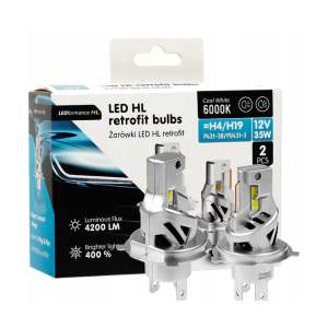 Żarówki H4 / H19 LED Retrofity HL CANBUS 12V 35W 4200 lm 6000K 1:1 2 szt. ZIMNA BIEL 