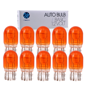 Żarówki halogenowe WY21/5W M-TECH T20 12V 21/5W wsuwana pomocnicza dwuwłóknowa pomarańczowa do kierunkowskazów 10 szt. 