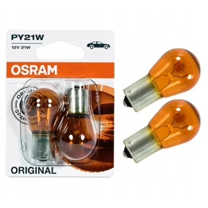 Żarówki halogenowe P21W OSRAM Original 21W 12V BAU15s PY21W pomarańczowe asymetryczne