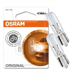 Żarówki halogenowe T5 W2W OSRAM ORIGINAL 2W 12V 2 szt. do zegarów deski rozdzielczej
