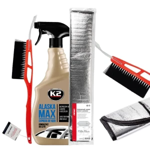 Odmrażacz do szyb K2 Alaska Max 700ml -70°C Osłona przeciwszronowa 150x70 cm Szczotko-skrobaczka