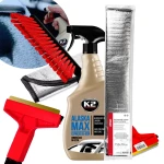Odmrażacz do szyb K2 Alaska Max 700ml -70°C Osłona przeciwszronowa 150x70 cm Skrobaczka Szczotka Murska duża zmiotka