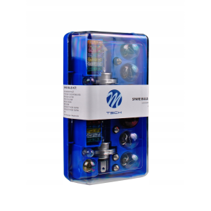 Zasobnik 2x H4 60/55W 12V z bezpiecznikami duży zestaw zapasowych żarówek + bezpieczniki 