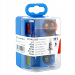 Zasobnik H1 55W 12V z bezpiecznikami 8 el. zestaw zapasowych żarówek PY21W P21W R5W W5W + bezpieczniki