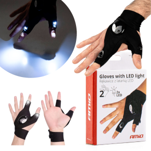 Rękawiczki z latarką LED dla mechaników warsztatowe - Rękawice z oświetleniem - Latarka w rękawicy