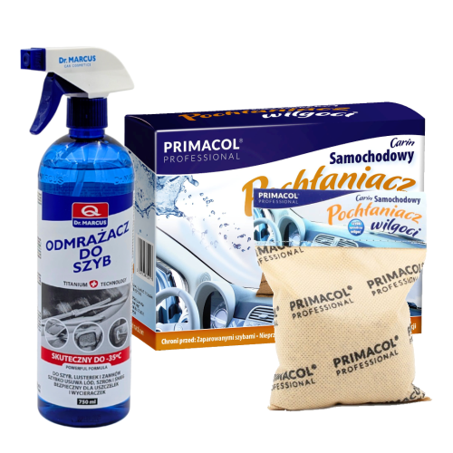 Zimowy zestaw samochodowy 2w1 - Odmrażacz do szyb Dr. Marcus -35°C + Pochłaniacz wilgoci Carin 250g ANN-COMMERCE