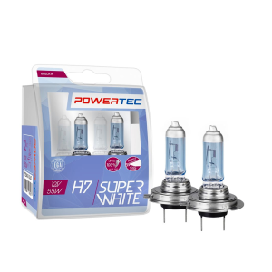 Żarówki halogenowe H7 M-Tech 12V 55W PowerTec SuperWhite +100% Więcej Światła Mijania Drogowe