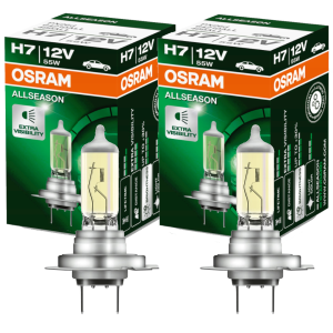 Żarówki halogenowe H7 OSRAM 12V 55W ALLSEASON Całoroczne 2 sztuki +30% Więcej Światła Mijania Drogowe 