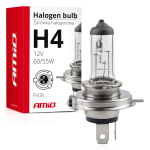Żarówka halogenowa H4 AMiO 12V 60/55W Filtr UV Homologacja Mijania Drogowe