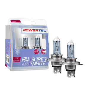 Żarówki halogenowe H4 M-Tech 12V 60/55W PowerTec SuperWhite +100% Więcej Światła Mijania Drogowe