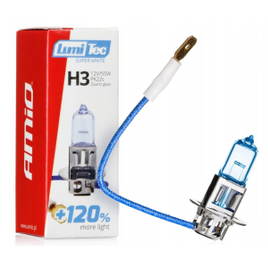 Żarówka halogenowa H3 AMiO 12V 55W LumiTec Super White +120% Więcej Światła Mijania Drogowe
