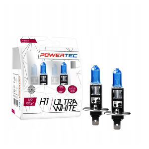 Żarówki halogenowe H1 M-Tech 12V 55W PowerTec UltraWhite 5000K Światło Dalekosiężne