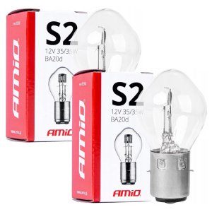 Żarówki halogenowe S2 AMiO 12V 35/35W BA20d 2 sztuki SKUTER MOTOR MOTOCYKL
