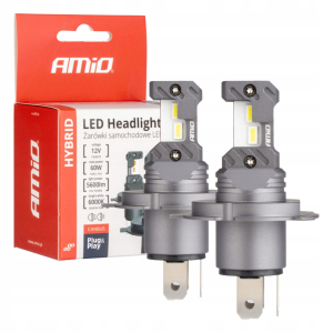 Żarówki LED H4 AMiO 6000K CANBUS 12V 60W Mocne Białe Światło Retrofity Plug&Play